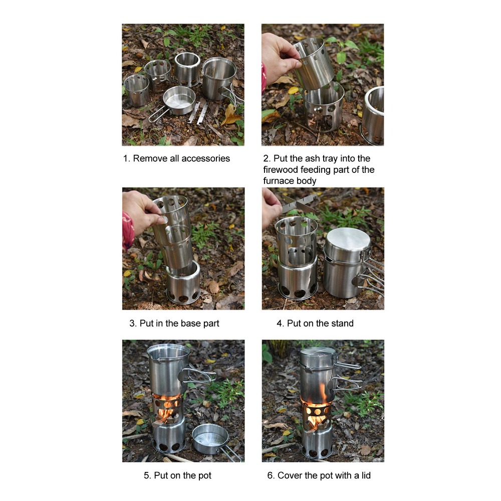 Camping Cooking Sets - Durable Stainless Steel Camping Cookware Set