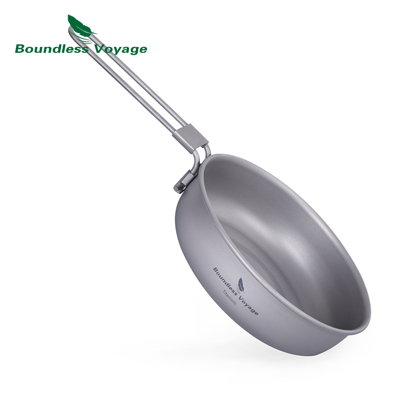 Camping Cooking Sets - Boundless Voyage Ultra-light Titanium Frying Pan
