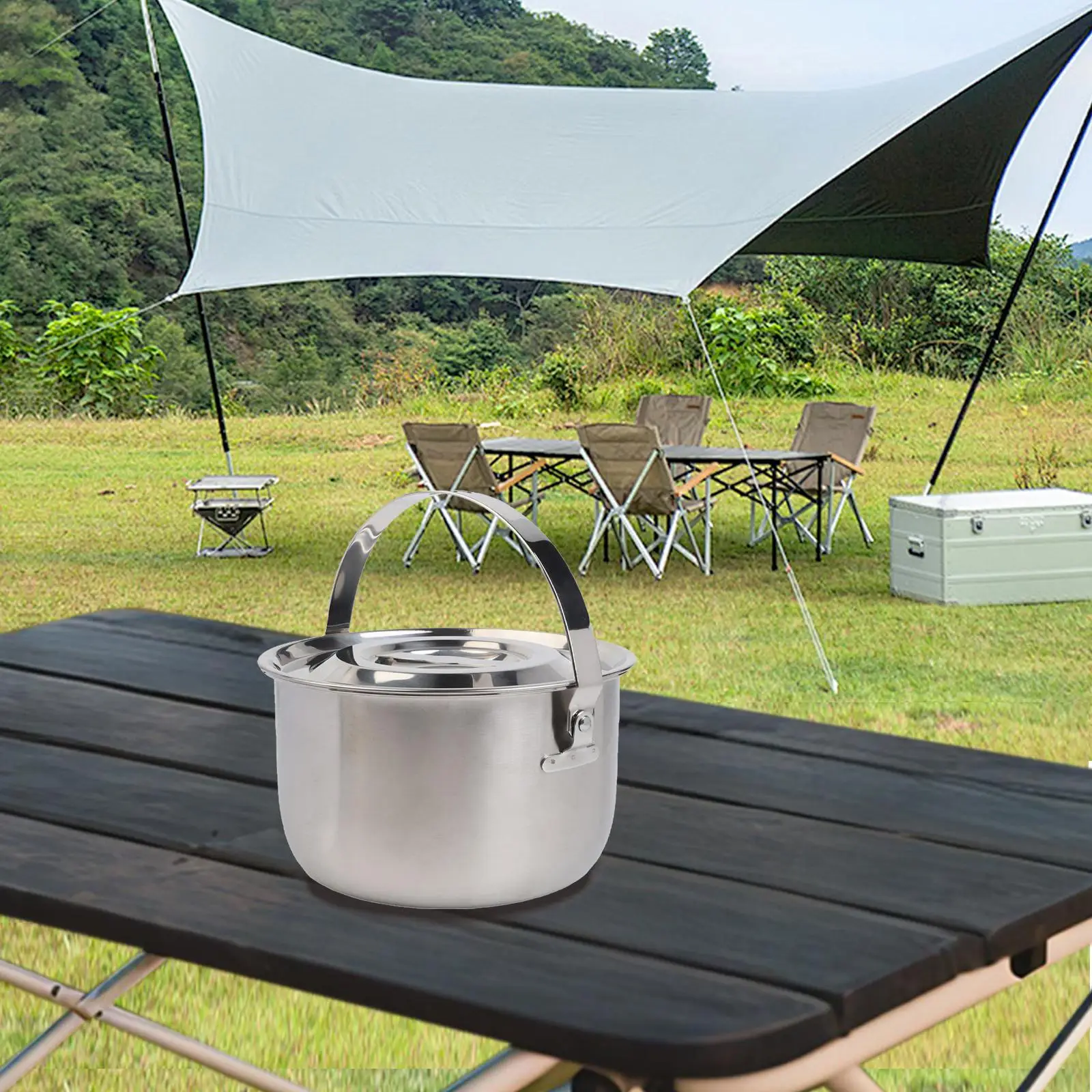 Camping Pot Made of Stainless  - Camping Cooking Pot With Lid ulasan dan harga
