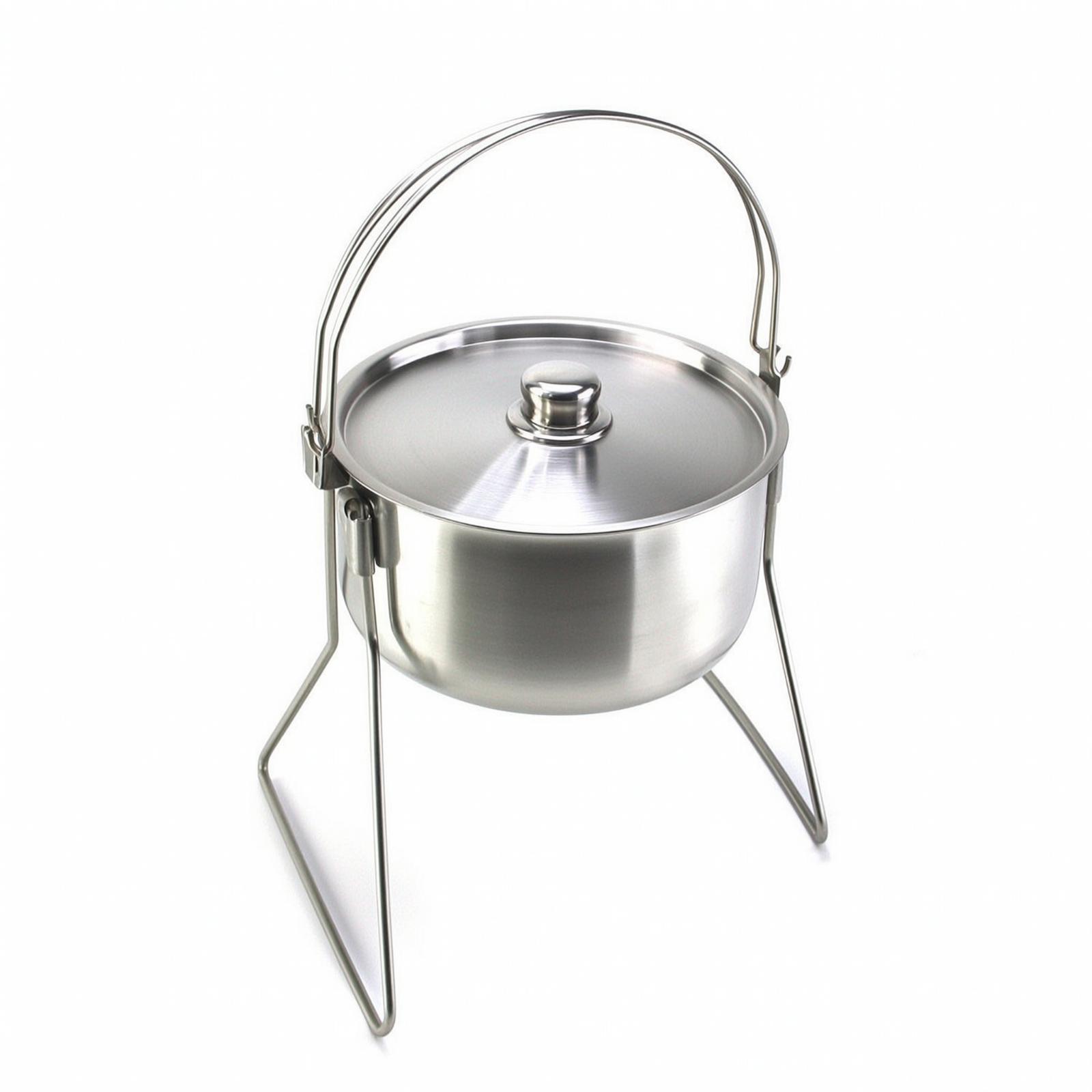 Pot with Tripod Frame Stainles - Camping Cooking Pot With Lid ulasan dan harga