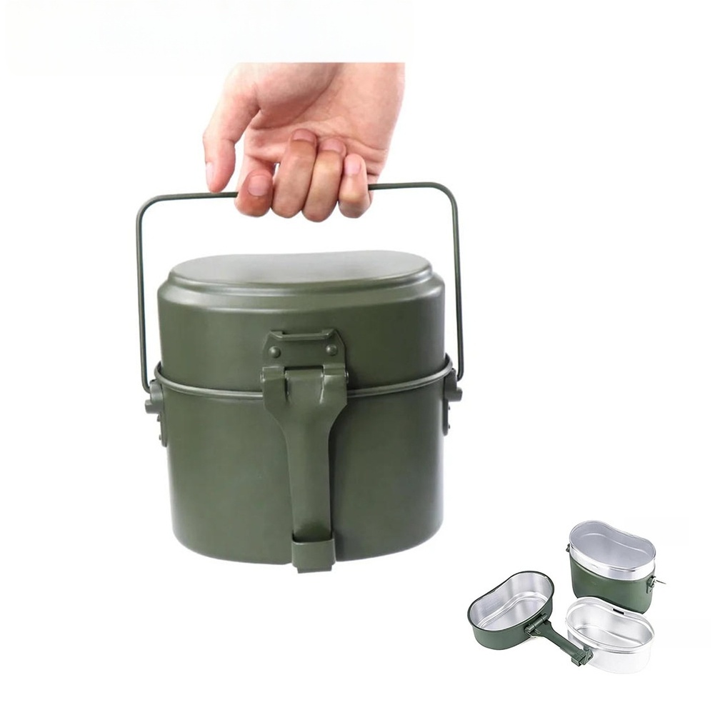 3 Pcs Aluminum Lunch Box Set 6 - Camping Cooking Set Compact ulasan dan harga