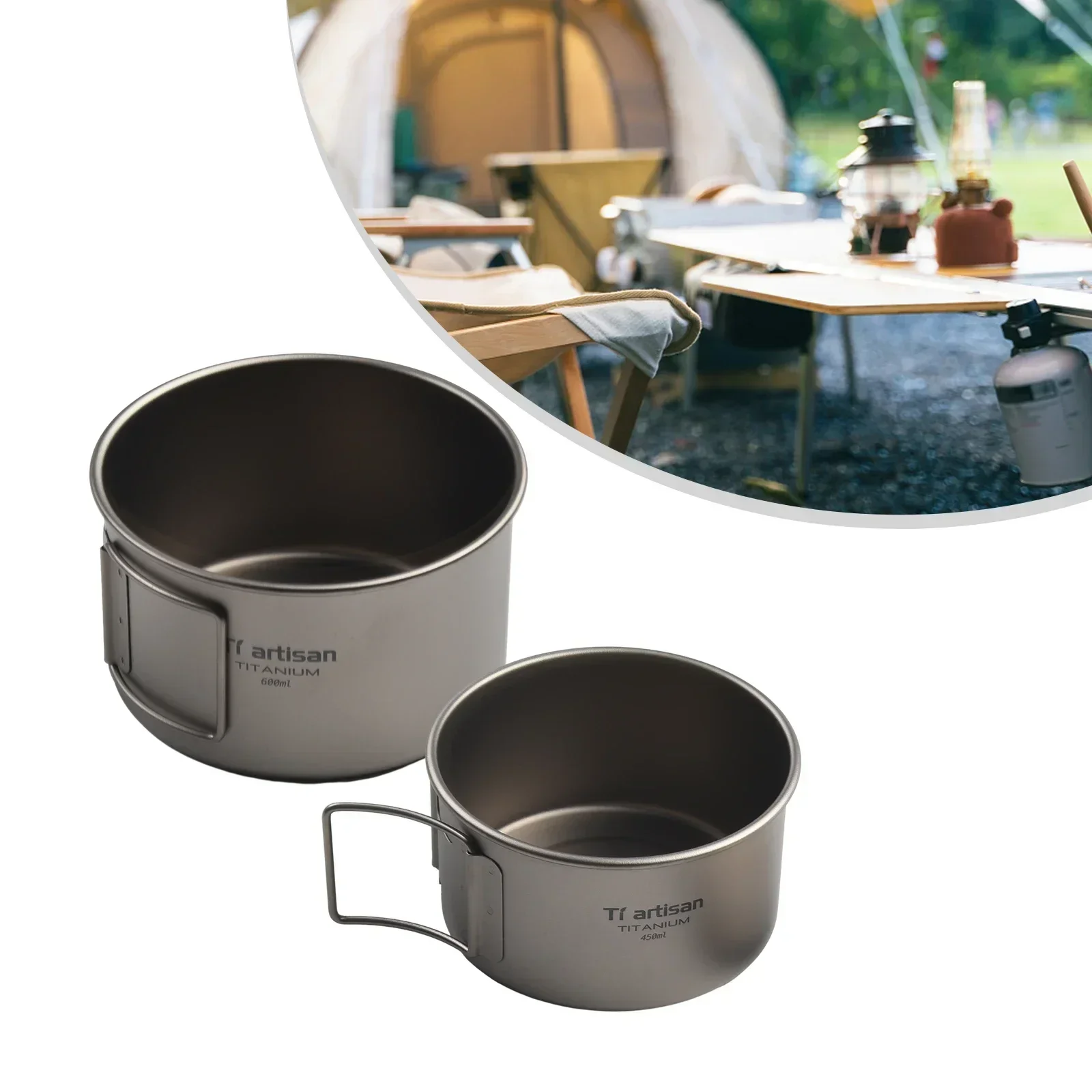 Titanium Bowl With Folding Han - Camping Cooking Pot With Lid ulasan dan harga